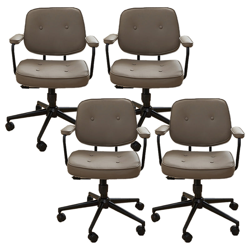 パッド付きアームズデスクチェアモダンな調整可能なシートの高さスイベルチェア付き車輪付き
