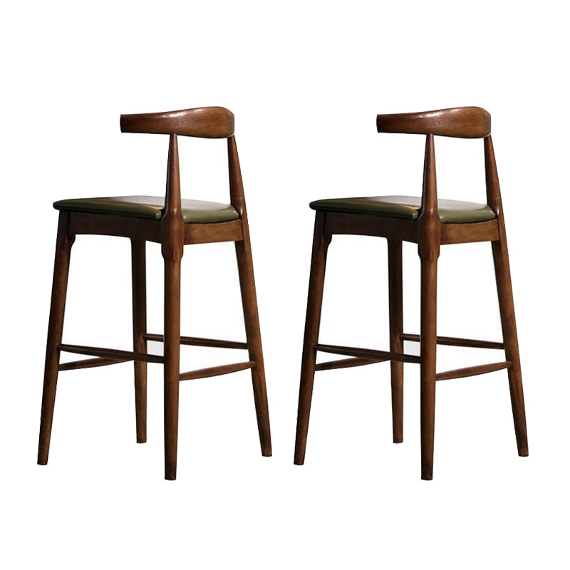 Faux Leather Dining Stools Industrial Bar Stool with Solid Wood Base