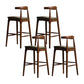 Faux Leather Dining Stools Industrial Bar Stool with Solid Wood Base