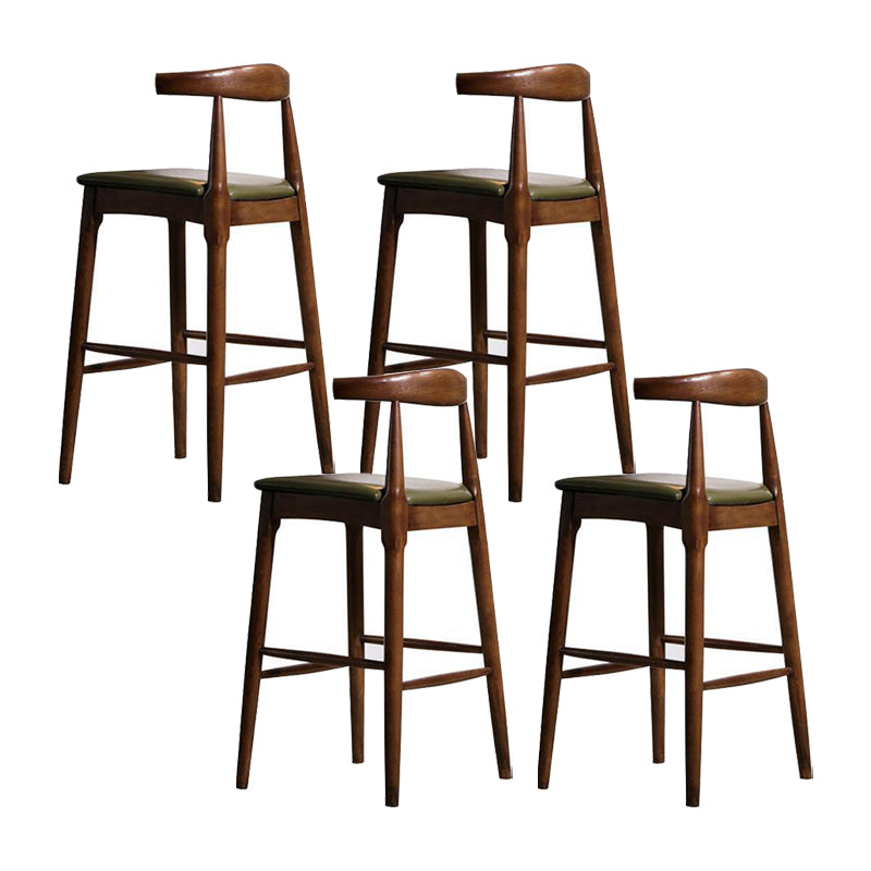 Faux Leather Dining Stools Industrial Bar Stool with Solid Wood Base