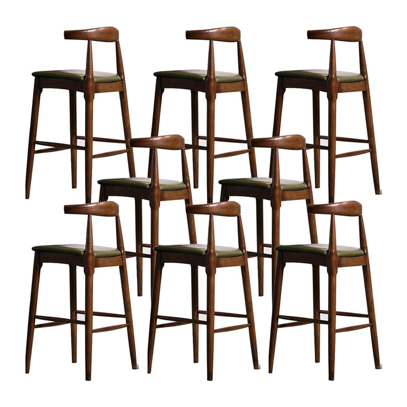 Faux Leather Dining Stools Industrial Bar Stool with Solid Wood Base