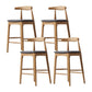 Faux Leather Dining Stools Industrial Bar Stool with Solid Wood Base