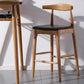 Faux Leather Dining Stools Industrial Bar Stool with Solid Wood Base