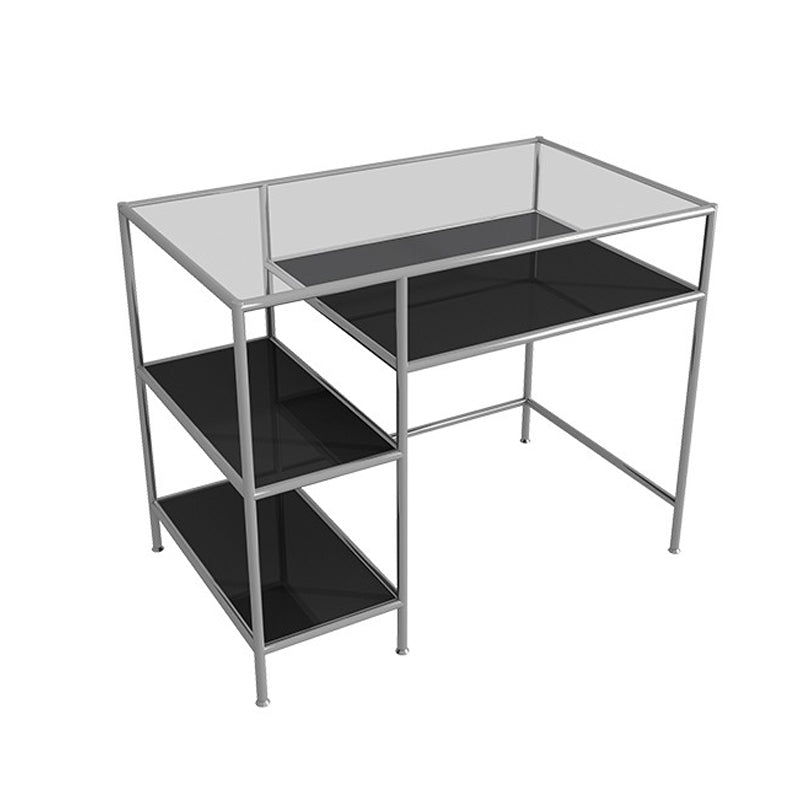 Escritorio de oficina moderno de escritorio rectangular de madera con estantes, 23.62 "W