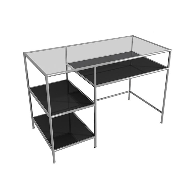 Escritorio de oficina moderno de escritorio rectangular de madera con estantes, 23.62 "W