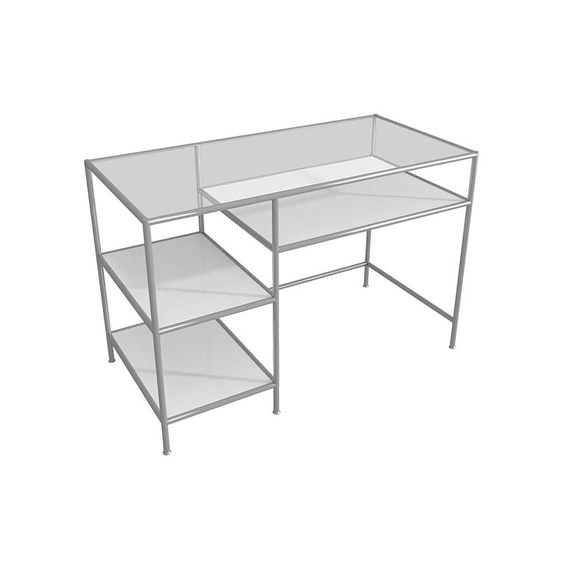 Escritorio de oficina moderno de escritorio rectangular de madera con estantes, 23.62 "W