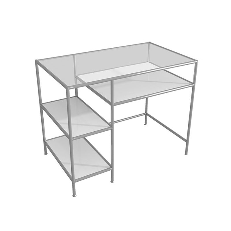 Escritorio de oficina moderno de escritorio rectangular de madera con estantes, 23.62 "W