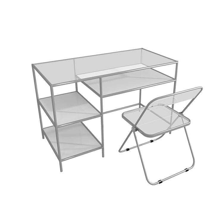 Escritorio de oficina moderno de escritorio rectangular de madera con estantes, 23.62 "W