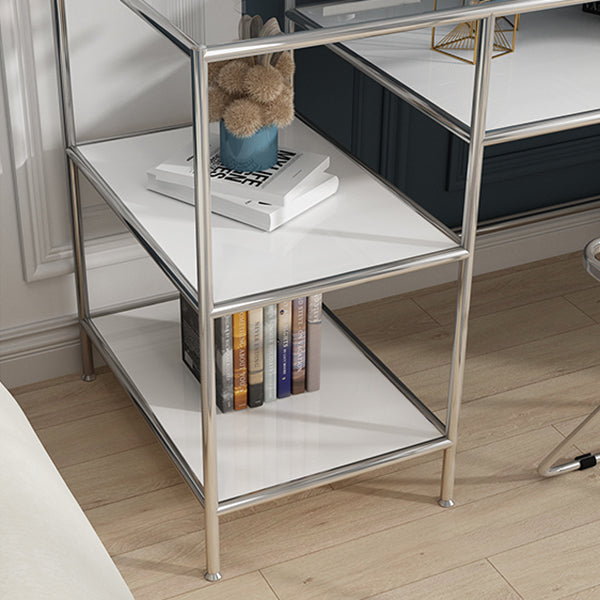 Escritorio de oficina moderno de escritorio rectangular de madera con estantes, 23.62 "W