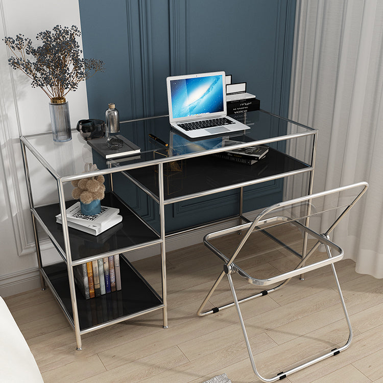 Escritorio de oficina moderno de escritorio rectangular de madera con estantes, 23.62 "W