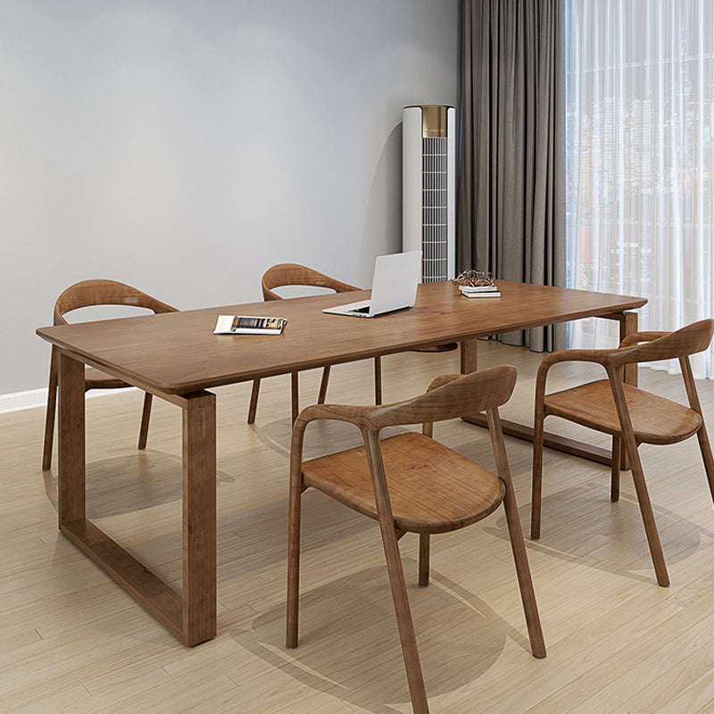 Rectangular Shaped Office Conference Tables Wood Writing Desk in Brown Clearhalo 'furn' 'furn_office_desk' 'Furniture' 'Office Desks' 'Office Furniture' 'office_desk' 6873741