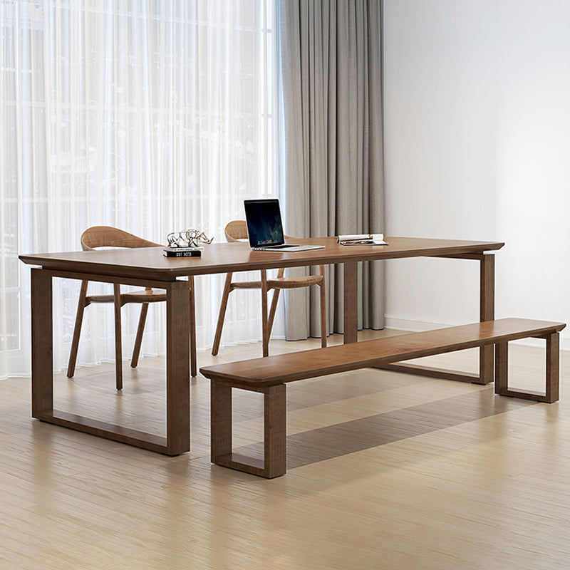 Rectangular Shaped Office Conference Tables Wood Writing Desk in Brown Clearhalo 'furn' 'furn_office_desk' 'Furniture' 'Office Desks' 'Office Furniture' 'office_desk' 6873742