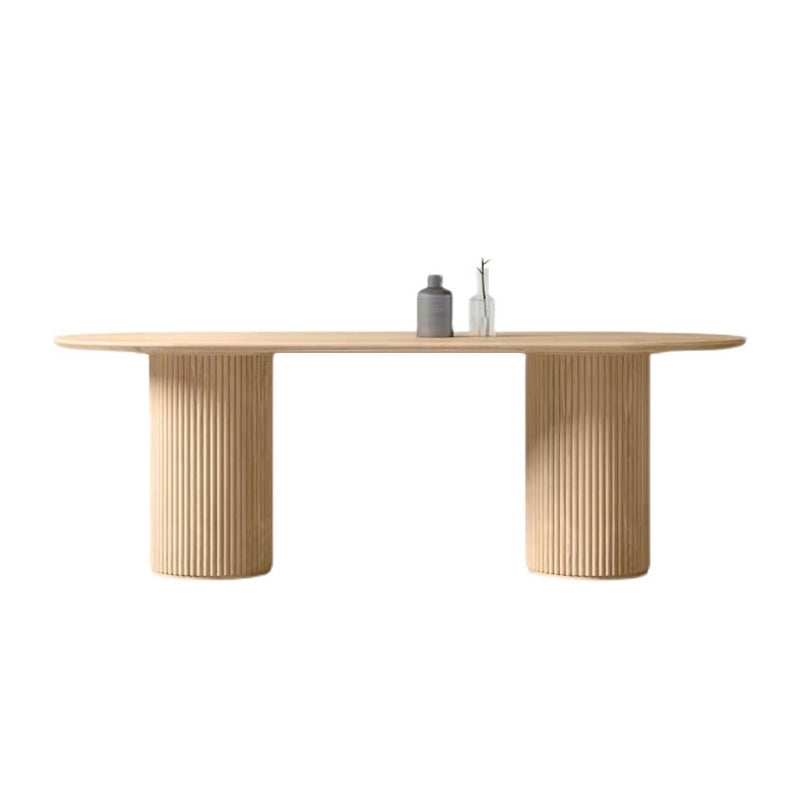 Tavolo da laptop a forma di ovale Distanza di scrittura in legno in naturale