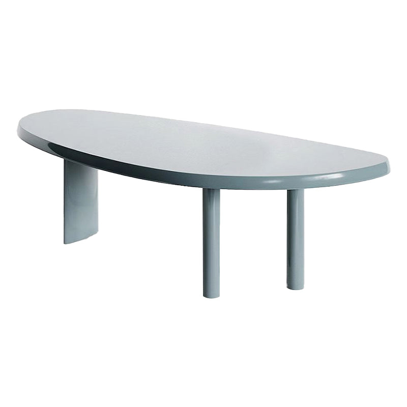 Mesa de conferencias de oficina de forma irregular escritura de madera en azul