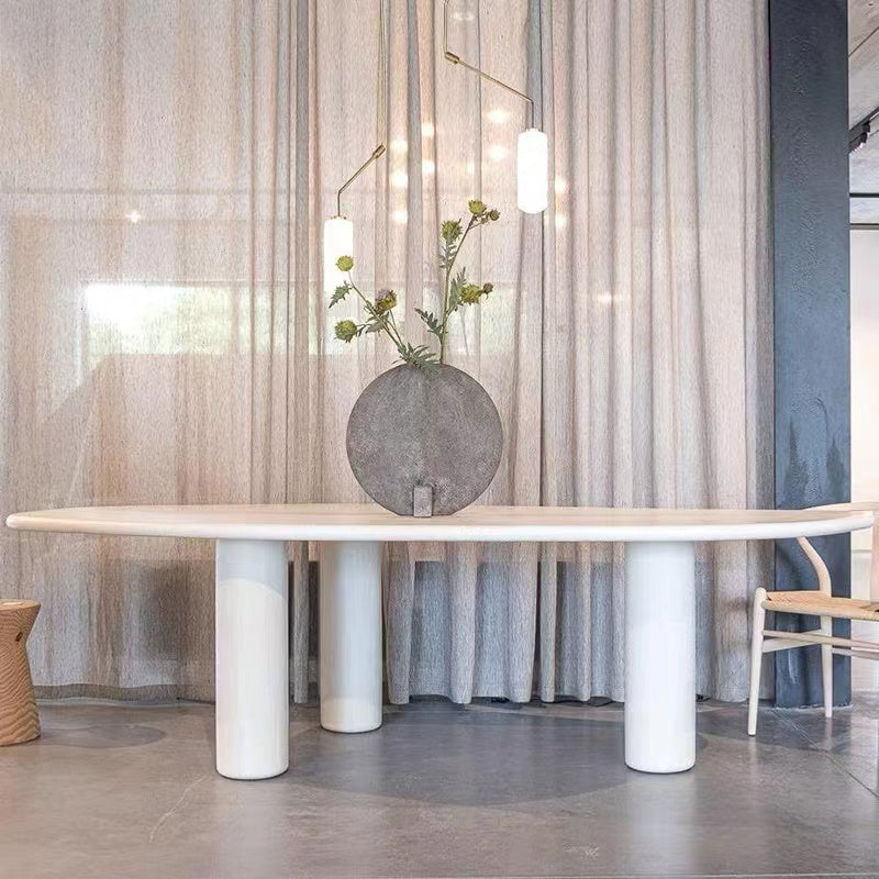 Irregular Shaped Office Conference Table Wood Writing Desk in White 94.5"L x 43.3"W x 29.5"H Clearhalo 'furn' 'furn_office_desk' 'Furniture' 'Office Desks' 'Office Furniture' 'office_desk' 6873895