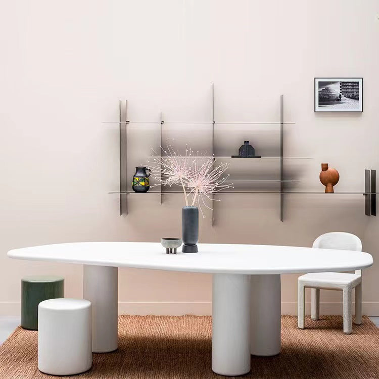 Irregular Shaped Office Conference Table Wood Writing Desk in White 70.9"L x 35.4"W x 29.5"H Clearhalo 'furn' 'furn_office_desk' 'Furniture' 'Office Desks' 'Office Furniture' 'office_desk' 6873896