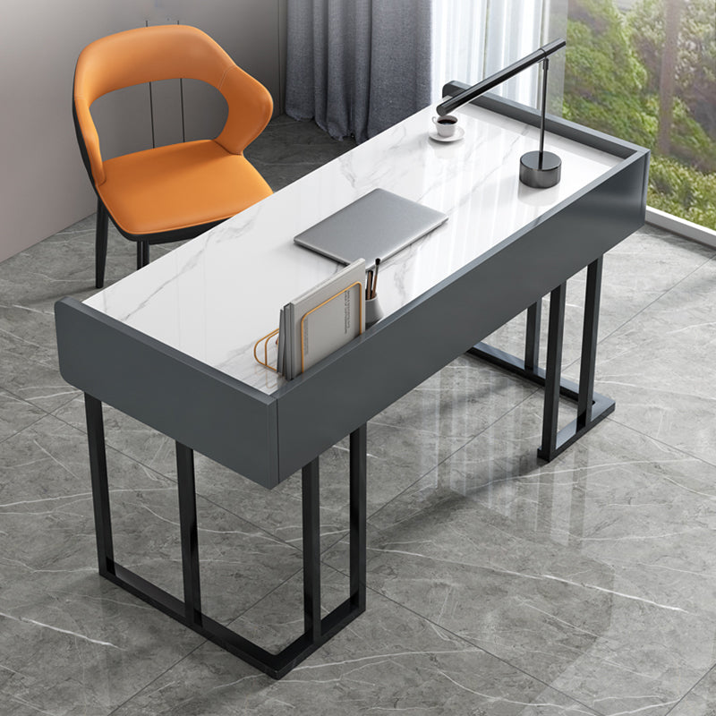 2 cajones escribiendo escritorios de la oficina con forma rectangular en gris/blanco