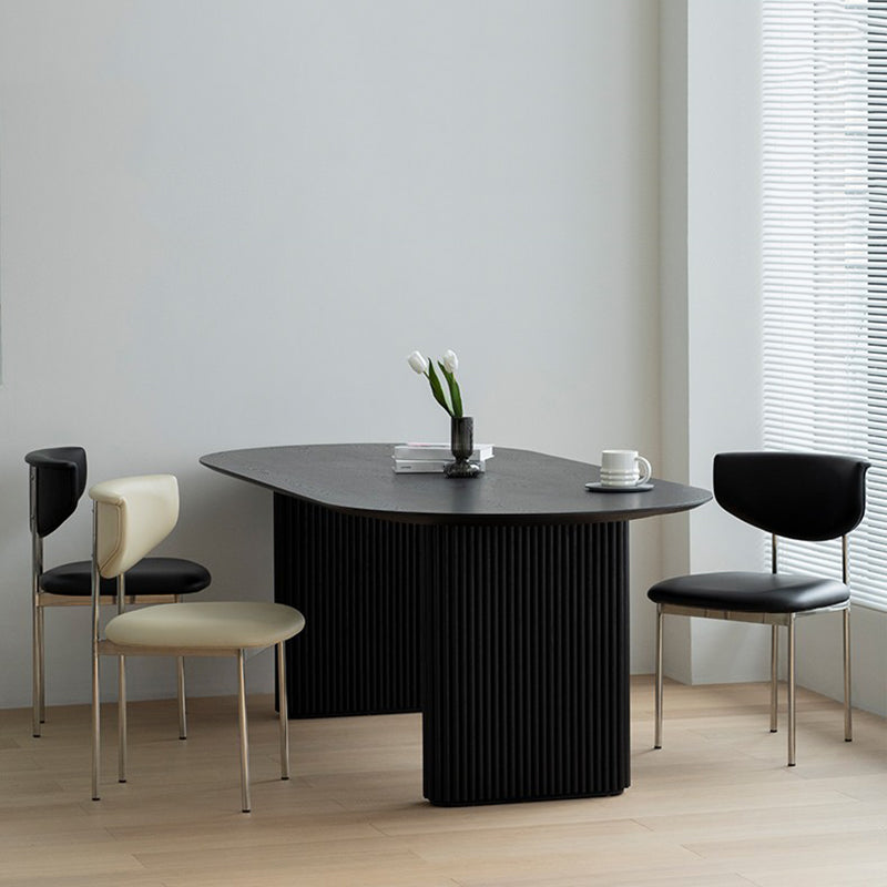 Oval Shaped Office Conference Tables Wood Writing Desks in Black 70.9"L x 31.5"W x 29.5"H Clearhalo 'furn' 'furn_office_desk' 'Furniture' 'Office Desks' 'Office Furniture' 'office_desk' 6873998