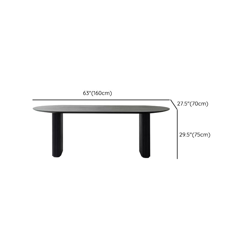 Oval Shaped Office Conference Tables Wood Writing Desks in Black Clearhalo 'furn' 'furn_office_desk' 'Furniture' 'Office Desks' 'Office Furniture' 'office_desk' 6874005