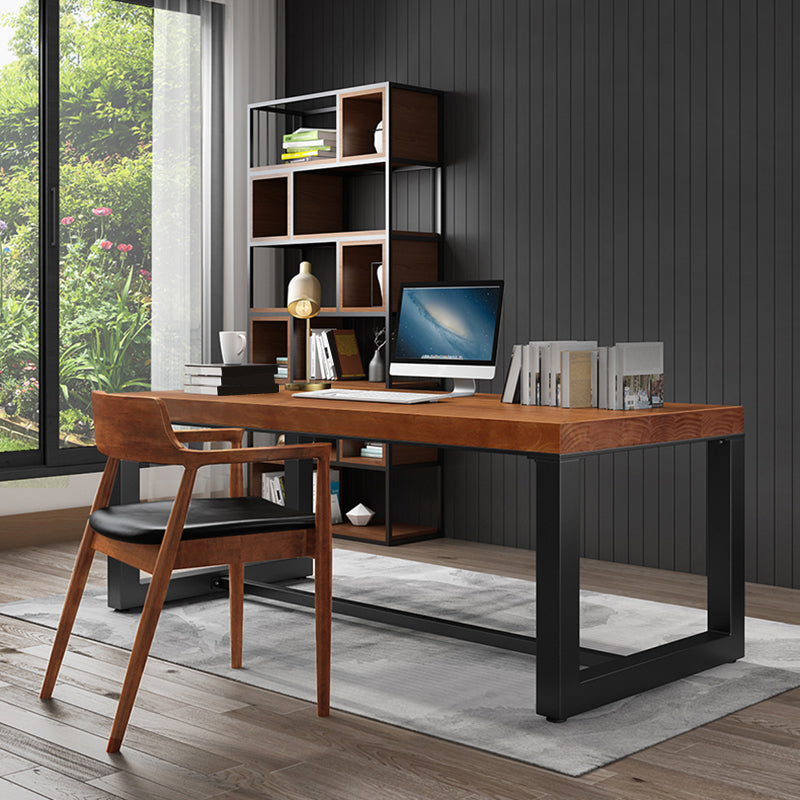 Rectangular Office Desk Modern 29.53-inch Tall Solid Wood Writing Desk 63"L x 27.6"W x 29.5"H Shelf Not Included Clearhalo 'furn' 'furn_office_desk' 'Furniture' 'Office Desks' 'Office Furniture' 'office_desk' 6874143