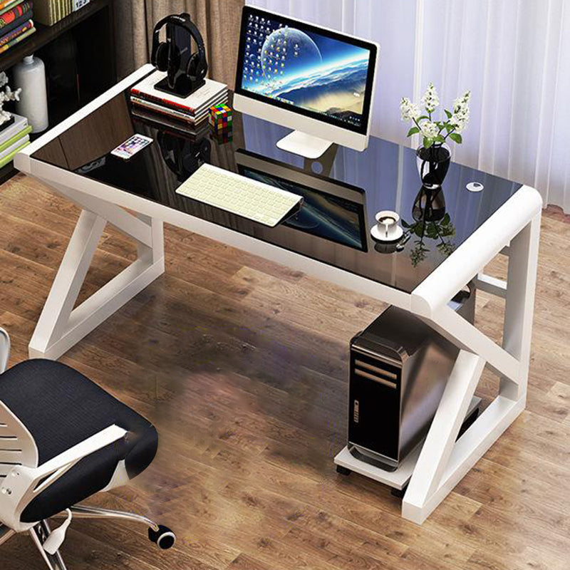 Scrivania moderna scrivania vetro rettangolare da ufficio rettangolare, alto 29,53 "