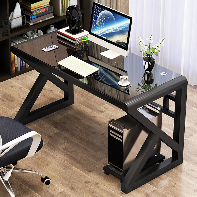 Scrivania moderna scrivania vetro rettangolare da ufficio rettangolare, alto 29,53 "