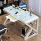 Modern Writing Desk Glass Top Rectangular Office Desk, 29.53 "de alto