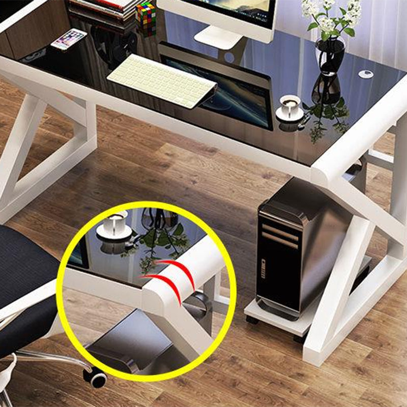 Scrivania moderna scrivania vetro rettangolare da ufficio rettangolare, alto 29,53 "