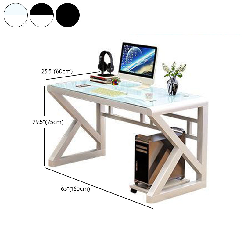 Scrivania moderna scrivania vetro rettangolare da ufficio rettangolare, alto 29,53 "