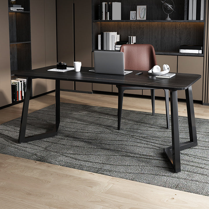 Rectangular Shaped Office Table Stone Writing Desk in Grey/White/Black Clearhalo 'furn' 'furn_office_desk' 'Furniture' 'Office Desks' 'Office Furniture' 'office_desk' 6874376