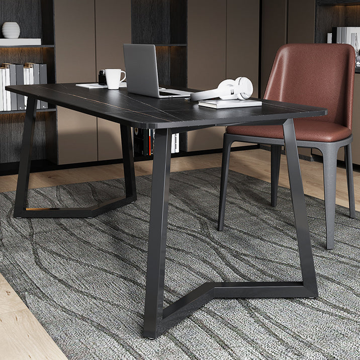 Rectangular Shaped Office Table Stone Writing Desk in Grey/White/Black Clearhalo 'furn' 'furn_office_desk' 'Furniture' 'Office Desks' 'Office Furniture' 'office_desk' 6874379