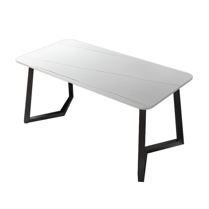 Rectangular Shaped Office Table Stone Writing Desk in Grey/White/Black 63"L x 23.6"W x 29.5"H White-Gold Clearhalo 'furn' 'furn_office_desk' 'Furniture' 'Office Desks' 'Office Furniture' 'office_desk' 6874402