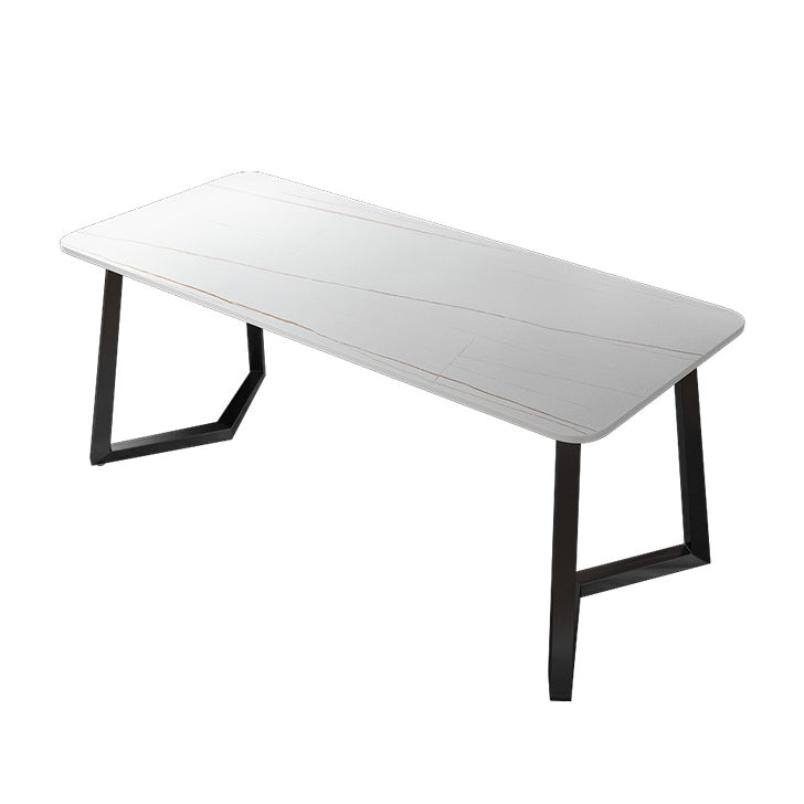 Rectangular Shaped Office Table Stone Writing Desk in Grey/White/Black 70.9"L x 23.6"W x 29.5"H White-Gold Clearhalo 'furn' 'furn_office_desk' 'Furniture' 'Office Desks' 'Office Furniture' 'office_desk' 6874403