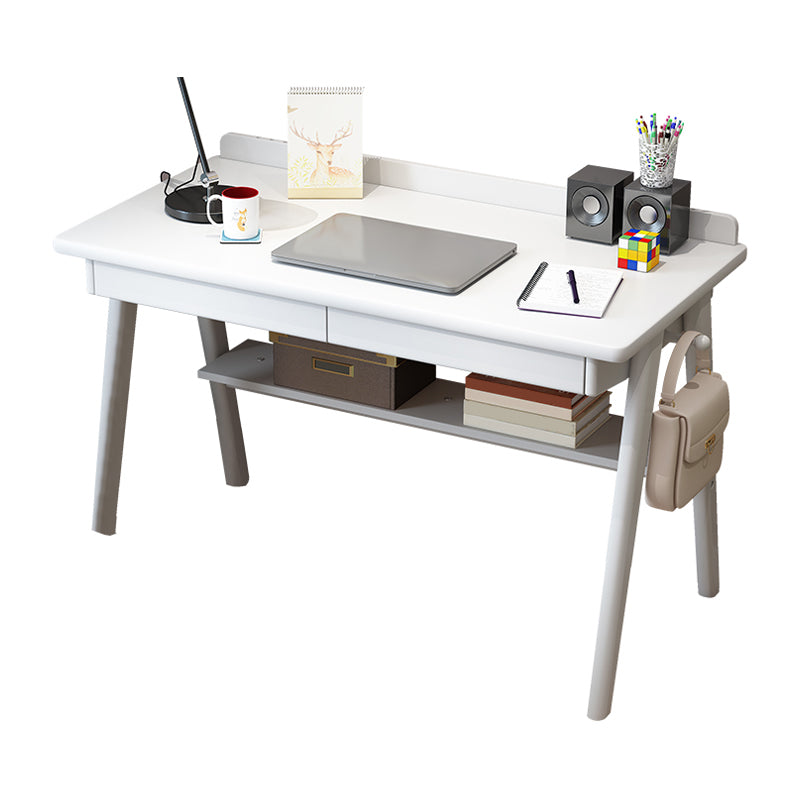 Rectangular Shaped Office Table Stone Writing Desk in Brown/Natural/White White Shelves Clearhalo 'furn' 'furn_office_desk' 'Furniture' 'Office Desks' 'Office Furniture' 'office_desk' 6874531