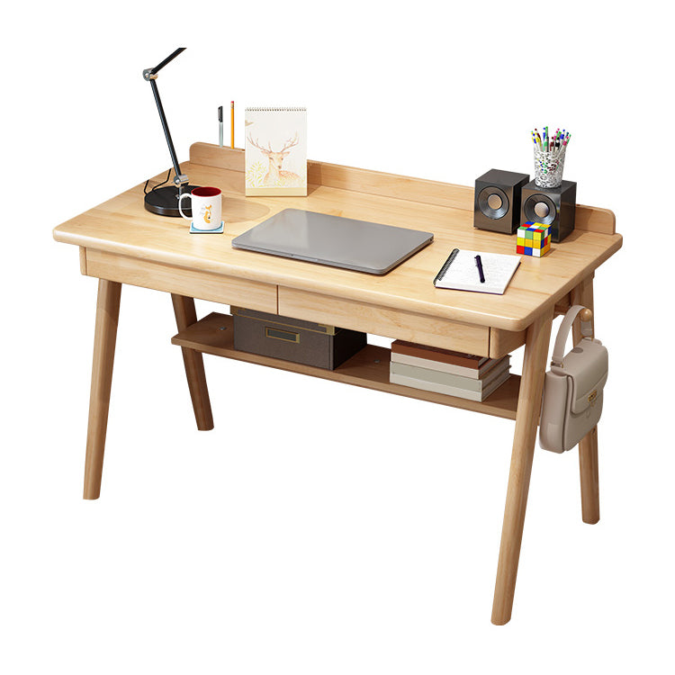 Rectangular Shaped Office Table Stone Writing Desk in Brown/Natural/White Natural Shelves Clearhalo 'furn' 'furn_office_desk' 'Furniture' 'Office Desks' 'Office Furniture' 'office_desk' 6874535