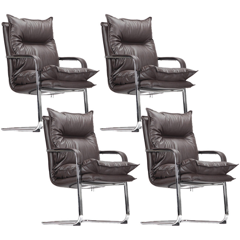 Chaise de bureau à bras fixe moderne sans chaise de bureau en cuir pénible