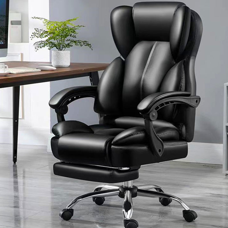 Modern Swivel Chair Adjustable Seat Height Faux Leather Office Chair with Wheels Clearhalo 'furn' 'furn_office_chair' 'Furniture' 'Office Chairs' 'Office Furniture' 'office_chair' 6875858