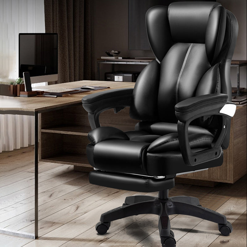 Modern Swivel Chair Adjustable Seat Height Faux Leather Office Chair with Wheels Clearhalo 'furn' 'furn_office_chair' 'Furniture' 'Office Chairs' 'Office Furniture' 'office_chair' 6875860