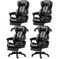 Modern Swivel Chair Adjustable Seat Height Faux Leather Office Chair with Wheels Black 4 Piece Set With Footrest Clearhalo 'furn' 'furn_office_chair' 'Furniture' 'Office Chairs' 'Office Furniture' 'office_chair' 6875863