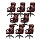 Modern Swivel Chair Adjustable Seat Height Faux Leather Office Chair with Wheels Brown 8 Piece Set Without Footrest Clearhalo 'furn' 'furn_office_chair' 'Furniture' 'Office Chairs' 'Office Furniture' 'office_chair' 6875880