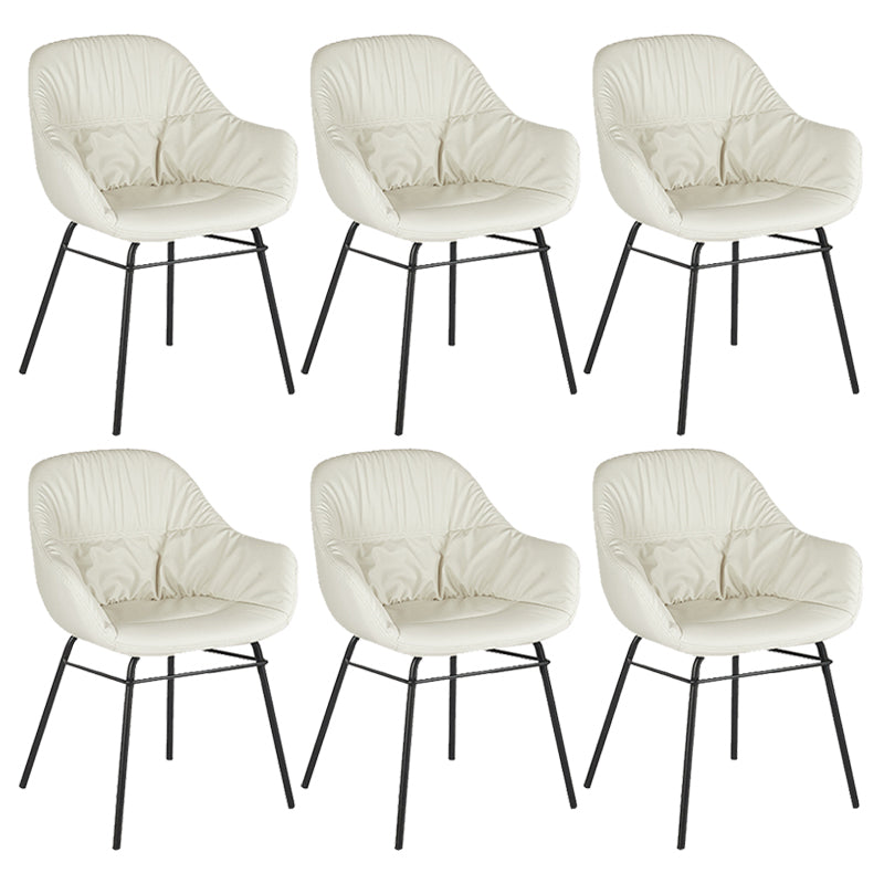 Contemporary No Arm Desk Chair Legs Included Conference Chair for Office White 6 Piece Set Clearhalo 'furn' 'furn_office_chair' 'Furniture' 'Office Chairs' 'Office Furniture' 'office_chair' 6876045