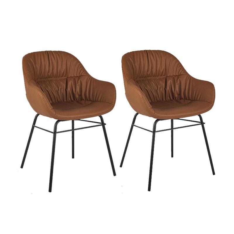 Contemporary No Arm Desk Chair Legs Included Conference Chair for Office Brown 2 Piece Set Clearhalo 'furn' 'furn_office_chair' 'Furniture' 'Office Chairs' 'Office Furniture' 'office_chair' 6876052