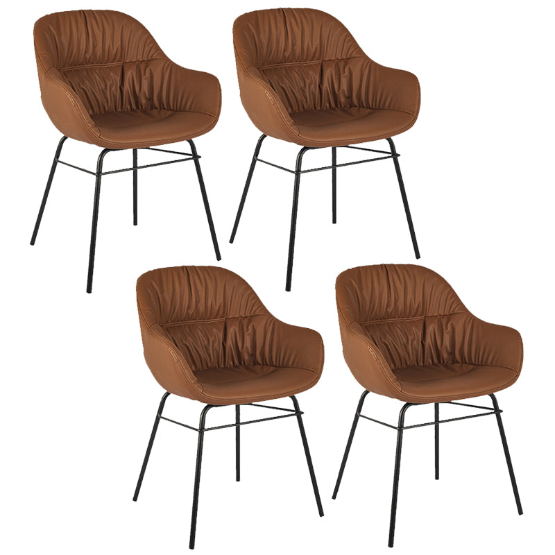 Contemporary No Arm Desk Chair Legs Included Conference Chair for Office Brown 4 Piece Set Clearhalo 'furn' 'furn_office_chair' 'Furniture' 'Office Chairs' 'Office Furniture' 'office_chair' 6876053