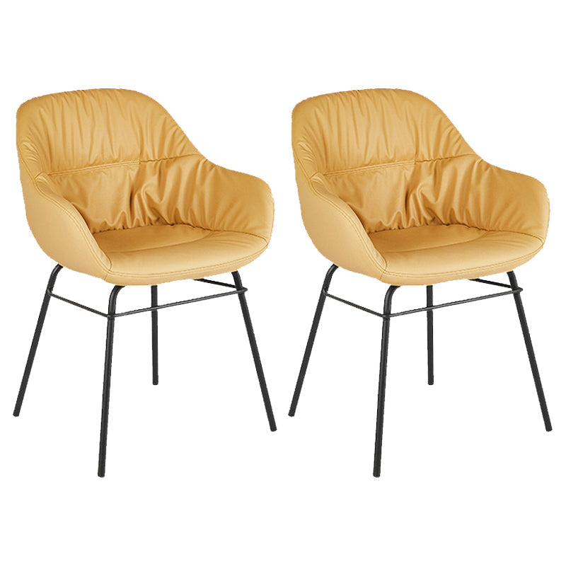 Contemporary No Arm Desk Chair Legs Included Conference Chair for Office Yellow 2 Piece Set Clearhalo 'furn' 'furn_office_chair' 'Furniture' 'Office Chairs' 'Office Furniture' 'office_chair' 6876083