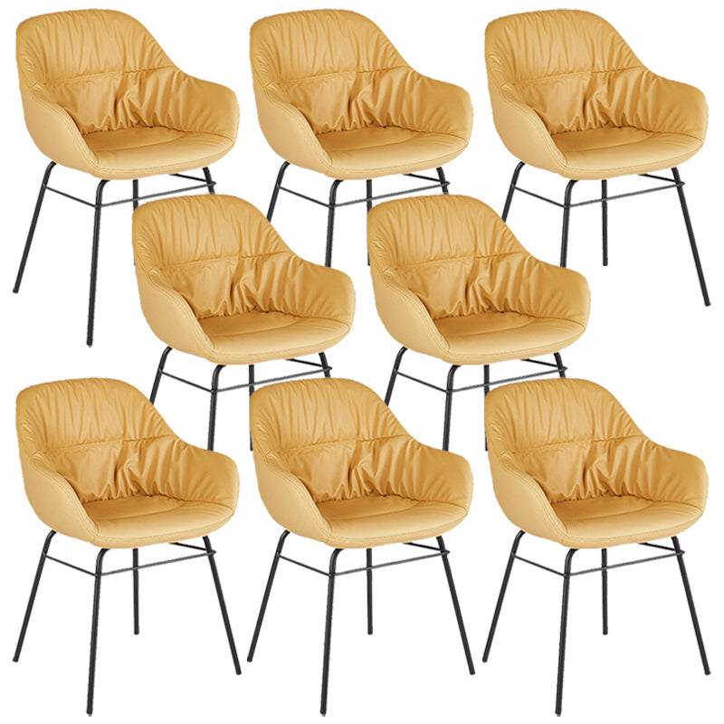 Contemporary No Arm Desk Chair Legs Included Conference Chair for Office Yellow 8 Piece Set Clearhalo 'furn' 'furn_office_chair' 'Furniture' 'Office Chairs' 'Office Furniture' 'office_chair' 6876086