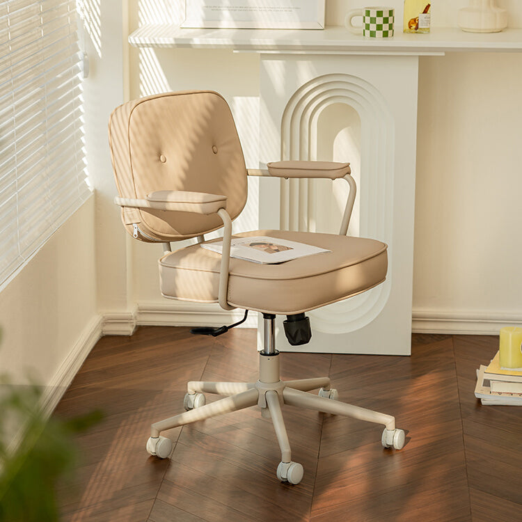 Padded Arms Desk Chair Modern No Distressing Leather Ergonomic Chair with Wheels Clearhalo 'furn' 'furn_office_chair' 'Furniture' 'Office Chairs' 'Office Furniture' 'office_chair' 6876264