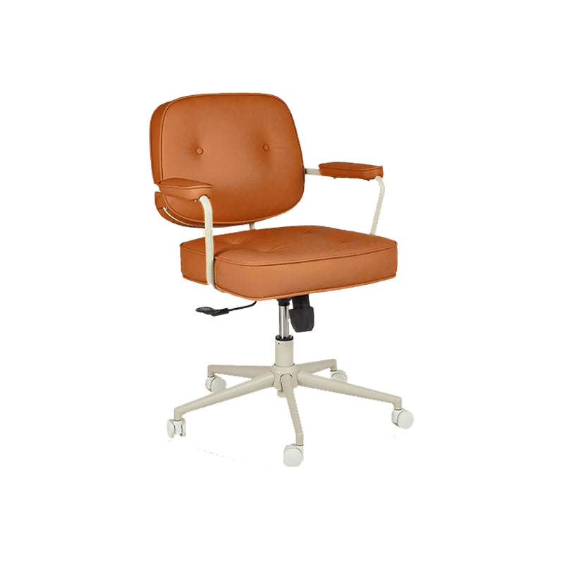 Padded Arms Desk Chair Modern No Distressing Leather Ergonomic Chair with Wheels Orange 1 Piece Gray Clearhalo 'furn' 'furn_office_chair' 'Furniture' 'Office Chairs' 'Office Furniture' 'office_chair' 6876265