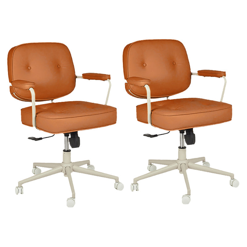 Padded Arms Desk Chair Modern No Distressing Leather Ergonomic Chair with Wheels Orange 2 Piece Set Gray Clearhalo 'furn' 'furn_office_chair' 'Furniture' 'Office Chairs' 'Office Furniture' 'office_chair' 6876266