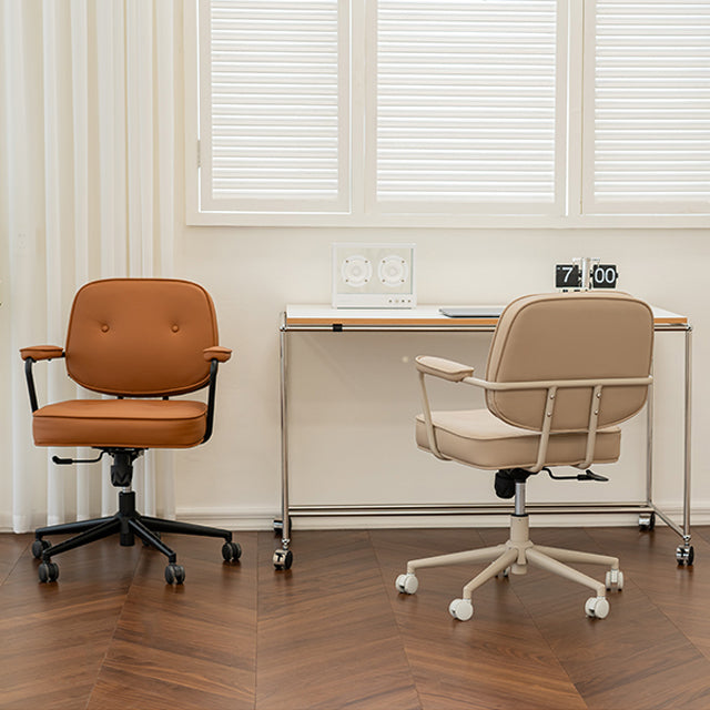 Padded Arms Desk Chair Modern No Distressing Leather Ergonomic Chair with Wheels Clearhalo 'furn' 'furn_office_chair' 'Furniture' 'Office Chairs' 'Office Furniture' 'office_chair' 6876267