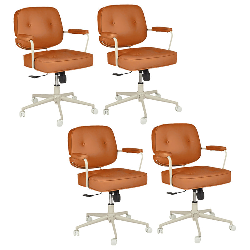 Padded Arms Desk Chair Modern No Distressing Leather Ergonomic Chair with Wheels Orange 4 Piece Set Gray Clearhalo 'furn' 'furn_office_chair' 'Furniture' 'Office Chairs' 'Office Furniture' 'office_chair' 6876268